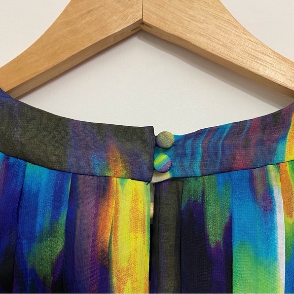 CALVIN Klein dress woven Aline multicolored chiffon fit&flair sleeveles summer 4 - Picture 7 of 16